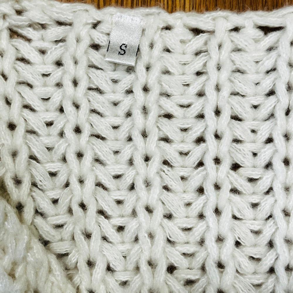 Sleeveless Cropped Chunky Knit Sweater S Gold Button Front Shabby Chic Bohemian - Picture 6 of 9